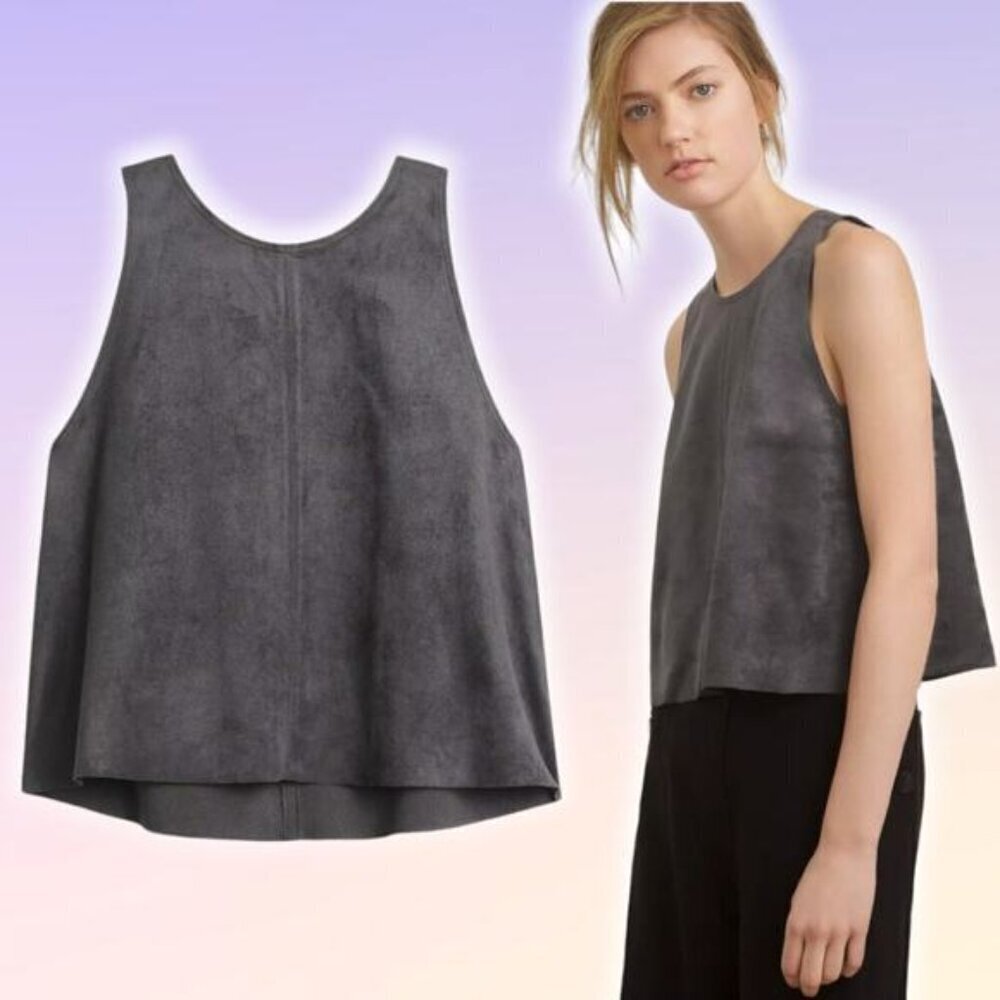 WILFRED Aritzia Octave Faux Suede Blouse Sz XXS Gray